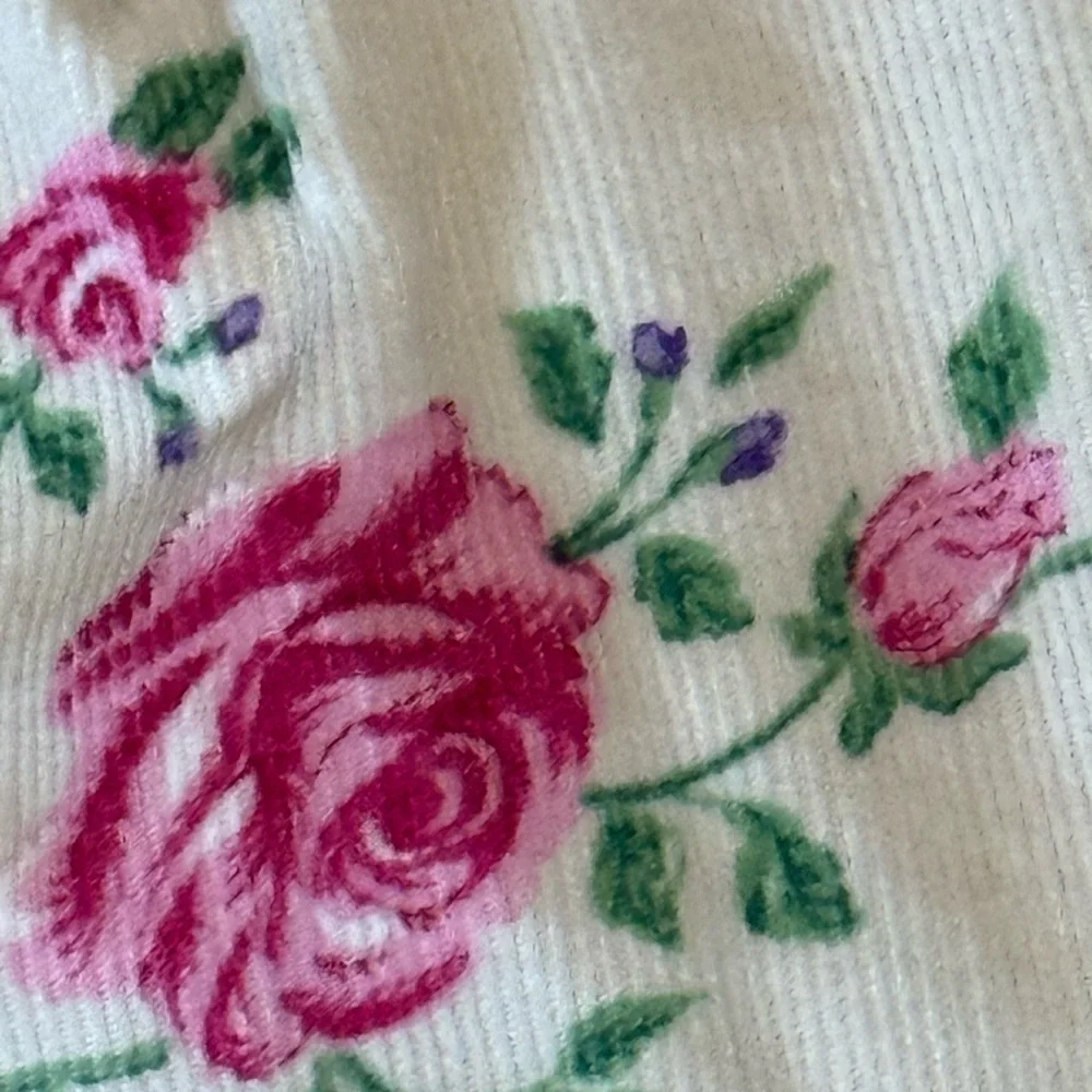 VTG 90’s OshKosh B'gosh Bubble Romper Corduroy Floral Overalls‎ - Pink and White
